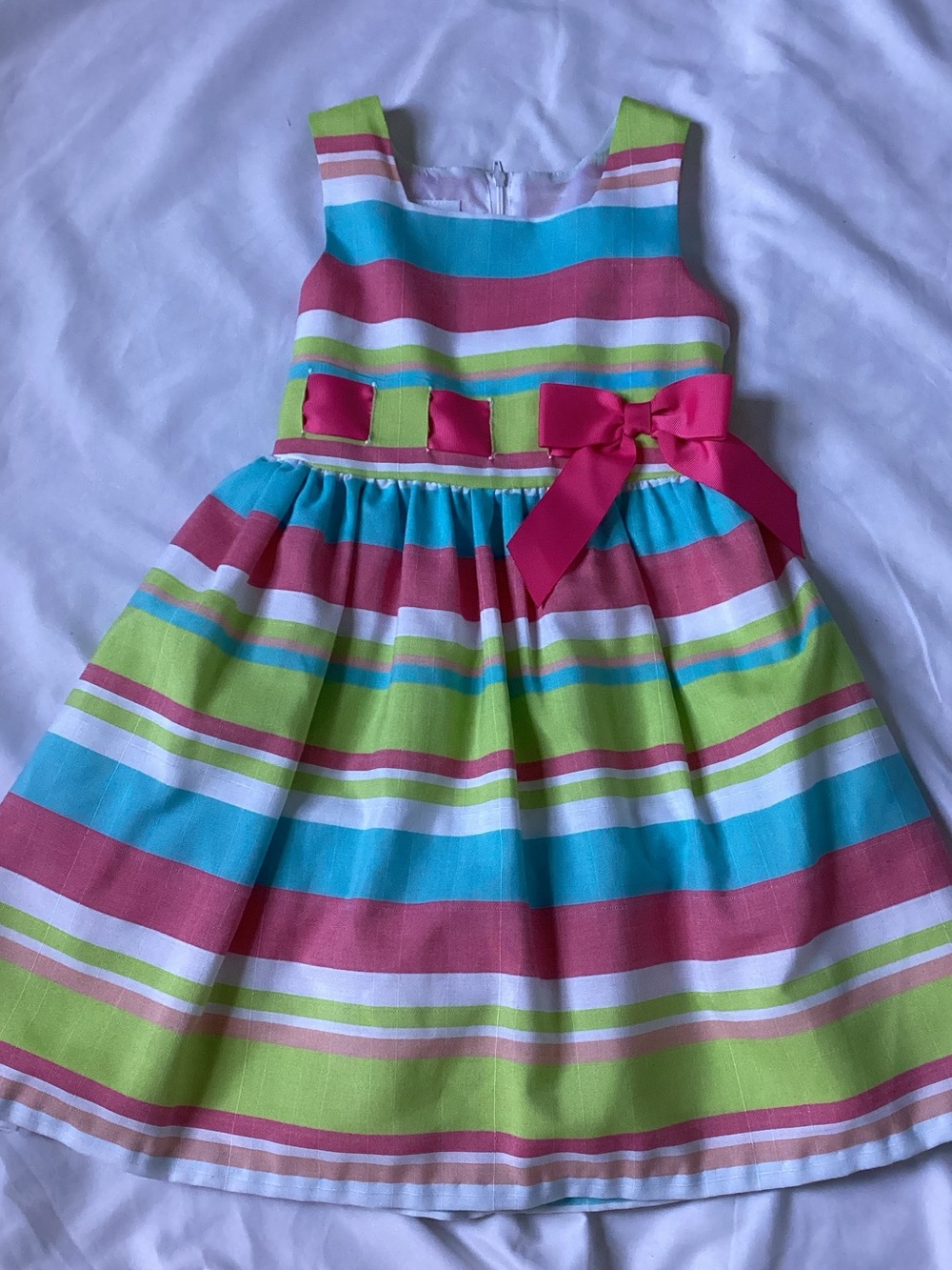 Bonnie Jean Girls Pastel Striped Sleeveless Dress Size 6